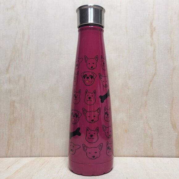 Sip by S'well 15 oz. Insulated Stainless Steel Water Bottle Dark Pink Dogs - Picture 4 of 7